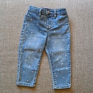 OshKosh B'Gosh Baby Heart Print Pull On Denim Pants - Size 18 Months